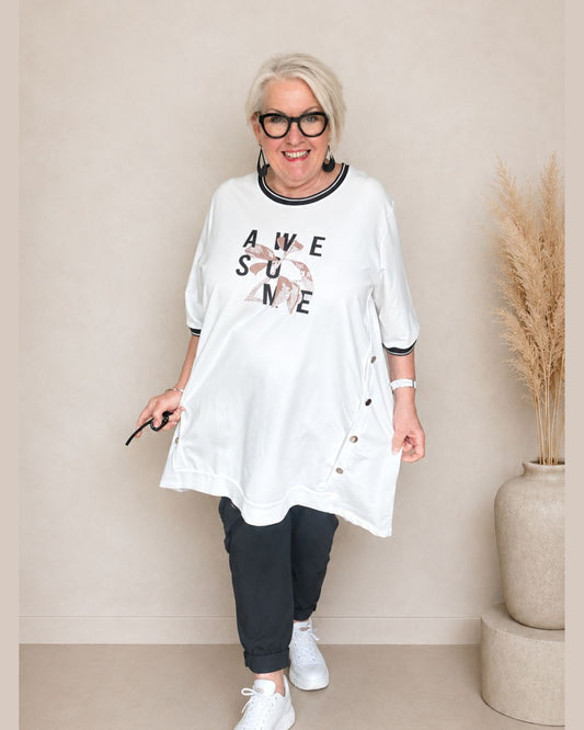 AWESOME Shirt – Weiß | Beige