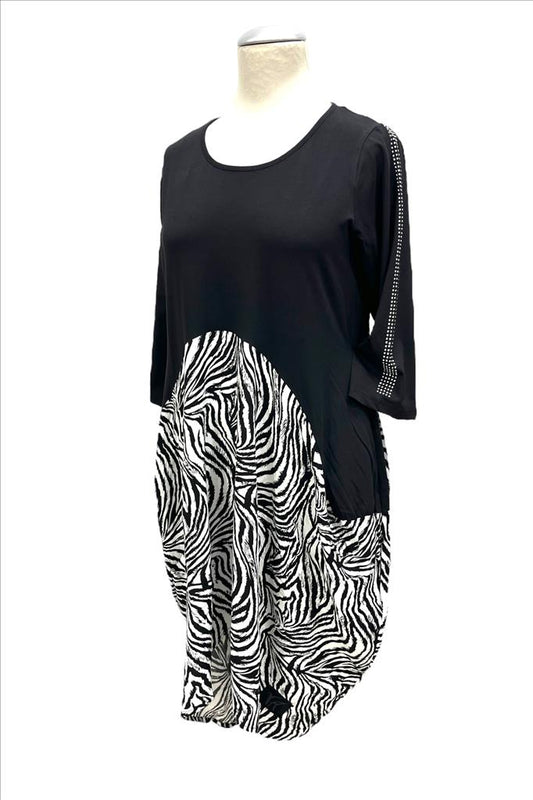 Tunika „Wild & Free“ – Schwarz/Weiß