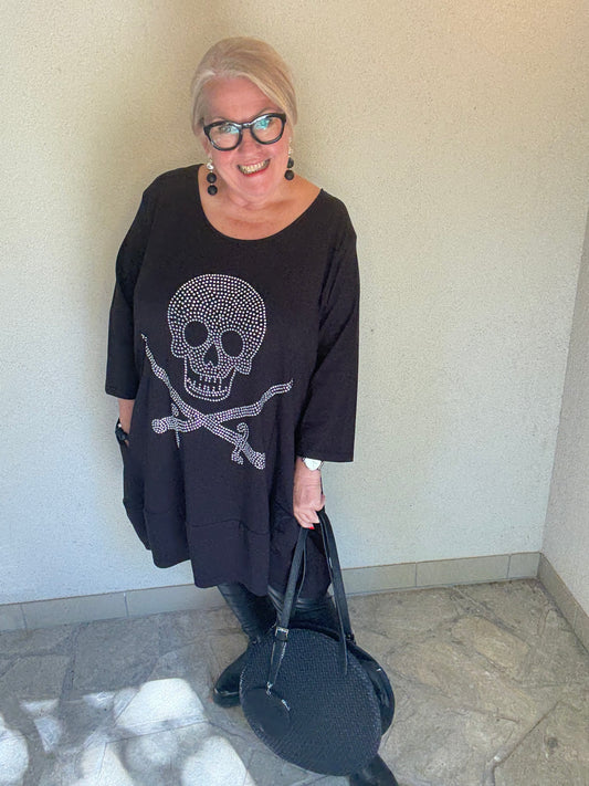 Rock your Curves – Skull Tunika mit Strass