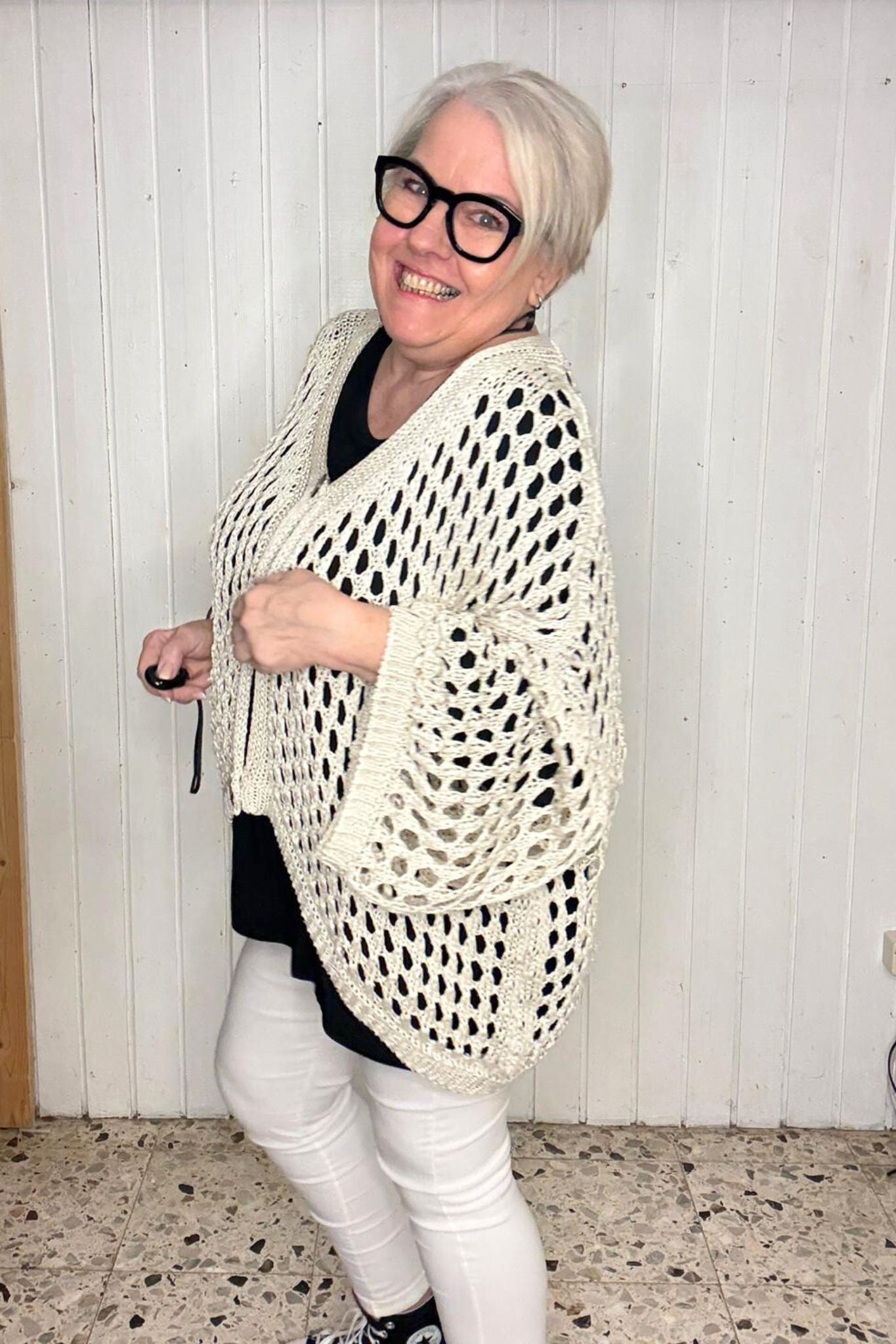 Oversize-Lochweste *BEIGE*