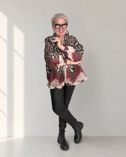 Blusenjacke FAENZA - Animalprint Bourdeaux