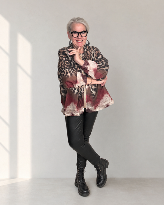 Blusenjacke FAENZA - Animalprint Bourdeaux