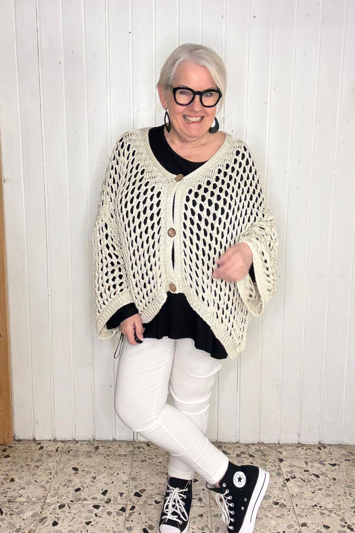 Oversize-Lochweste *BEIGE*