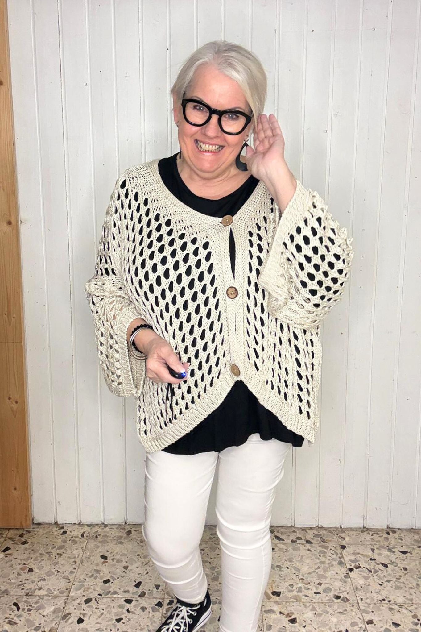 Oversize-Lochweste *BEIGE*
