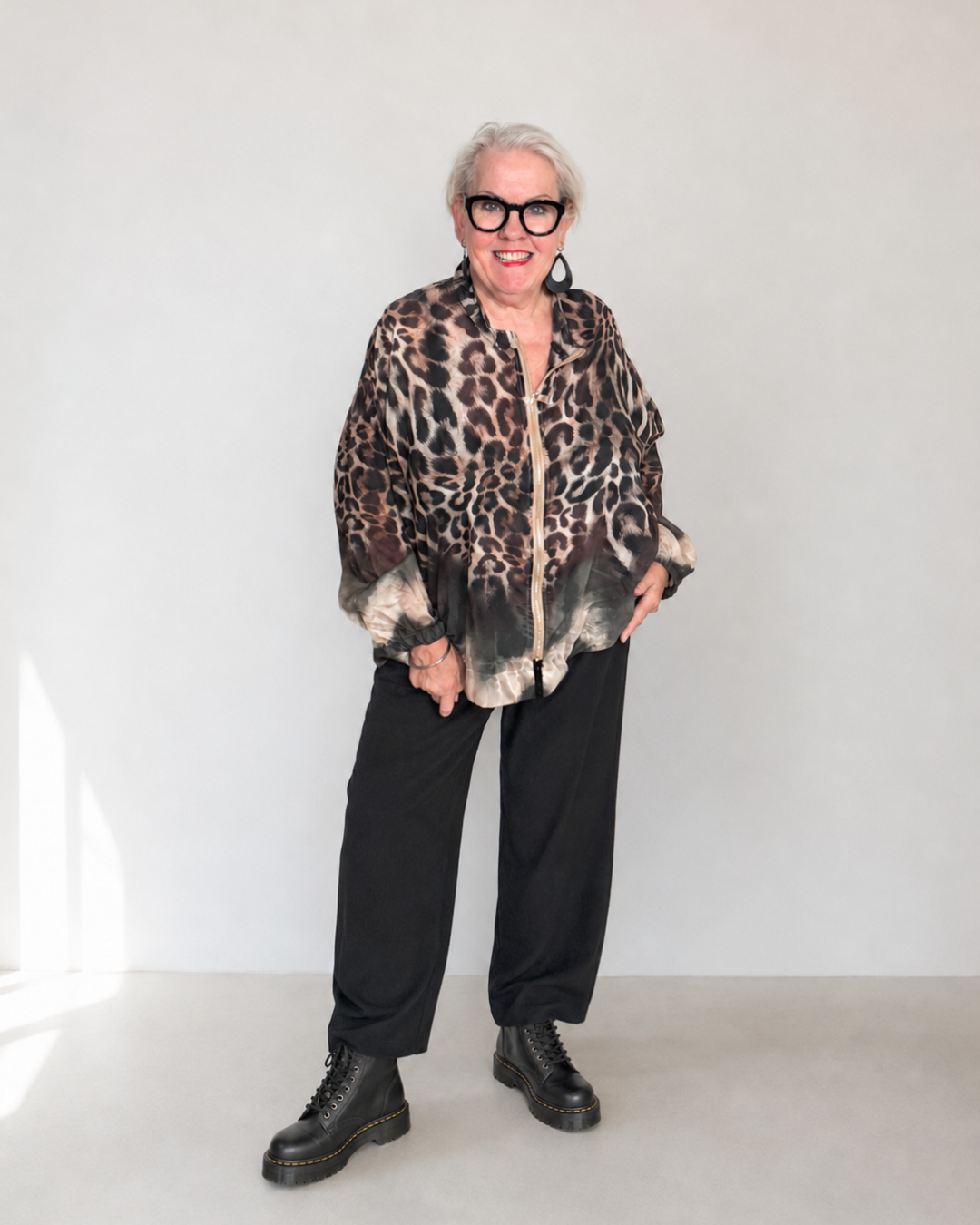 Blusenjacke FAENZA - Animalprint Anthrazit