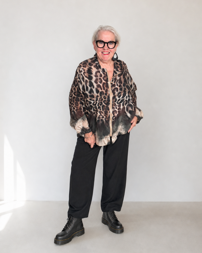 Blusenjacke FAENZA - Animalprint Anthrazit