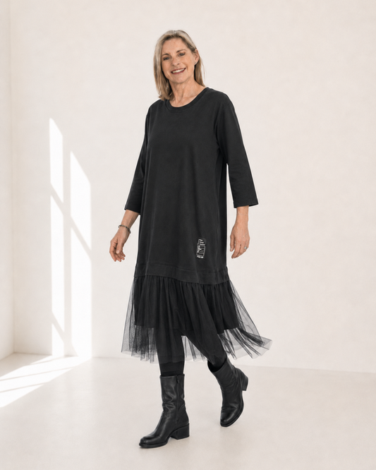 Kleid FERMO - Schwarz mit Tüll