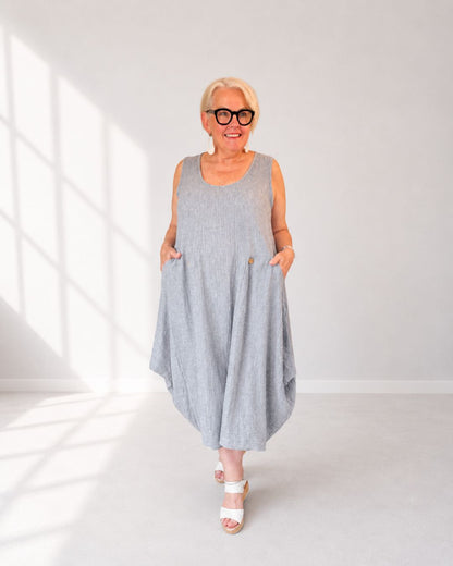 Leinen-Kleid ROMA - hellgrau