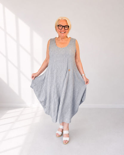 Leinen-Kleid ROMA - hellgrau