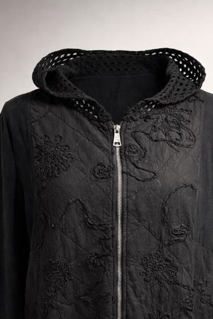 Jacke mit Struktur & Kapuze - schwarz