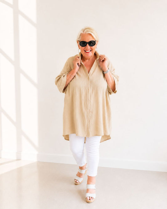 Leichte Musselin-Bluse *BEIGE*