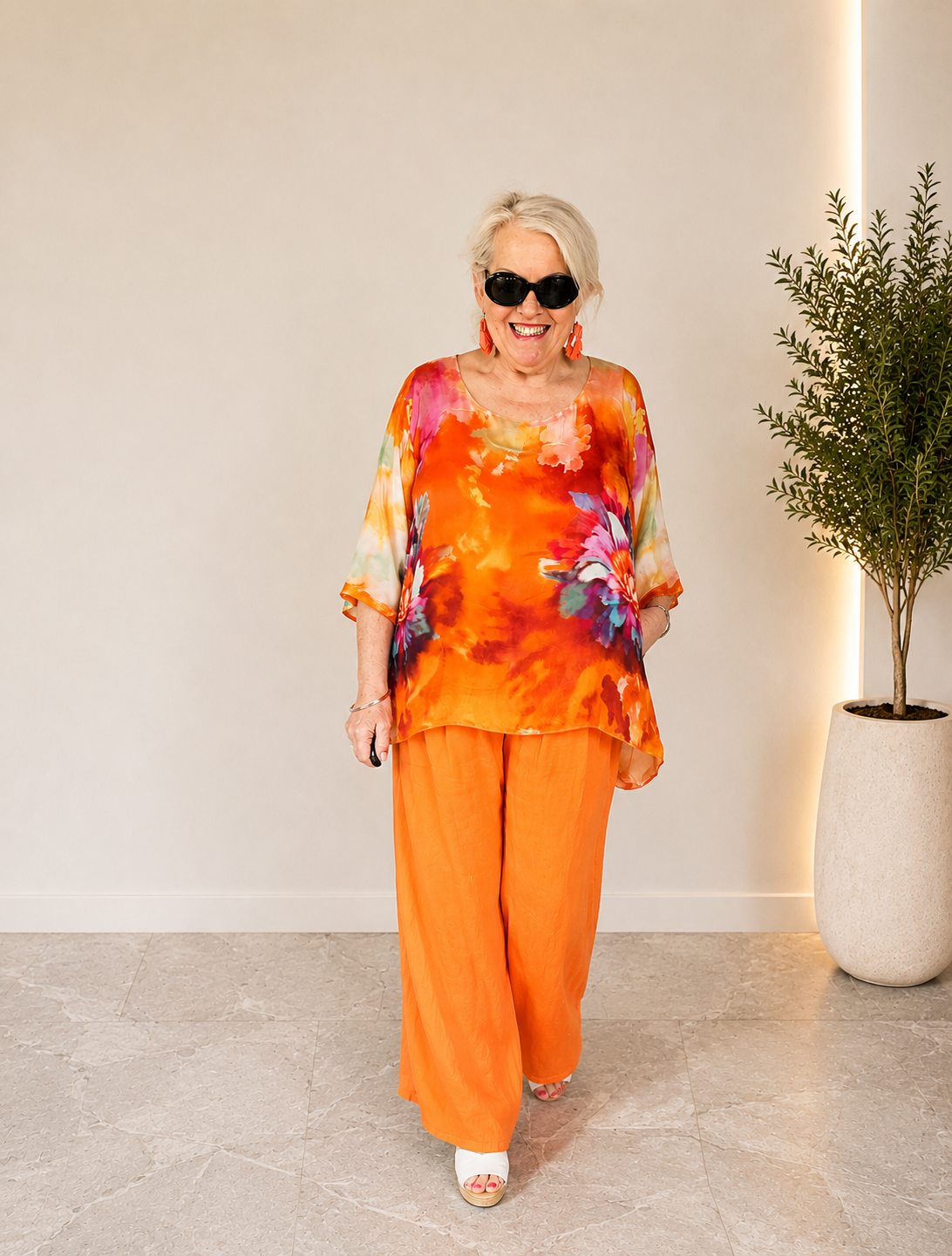 Leichte Musselin-Hose in *ORANGE*