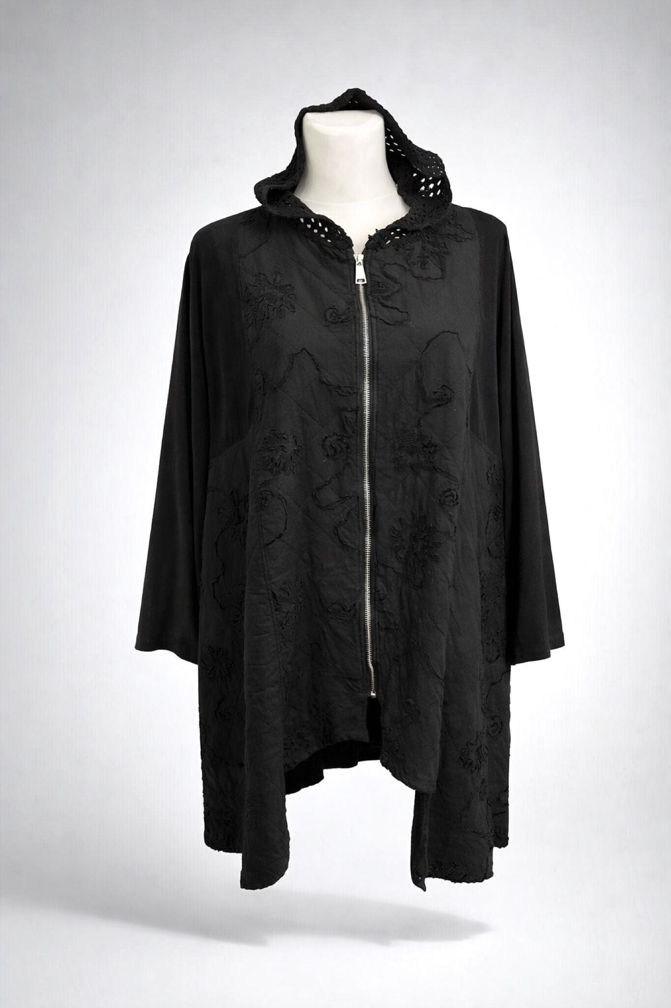 Jacke mit Struktur & Kapuze - schwarz