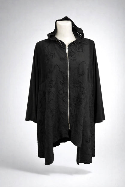 Jacke mit Struktur & Kapuze - schwarz