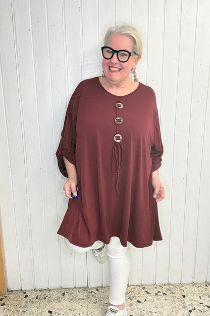 Oversize Oberteil mit Knopf-Detail