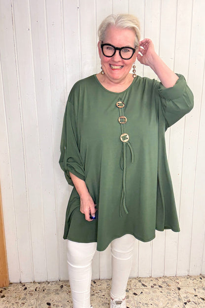 Oversize Oberteil mit Knopf-Detail