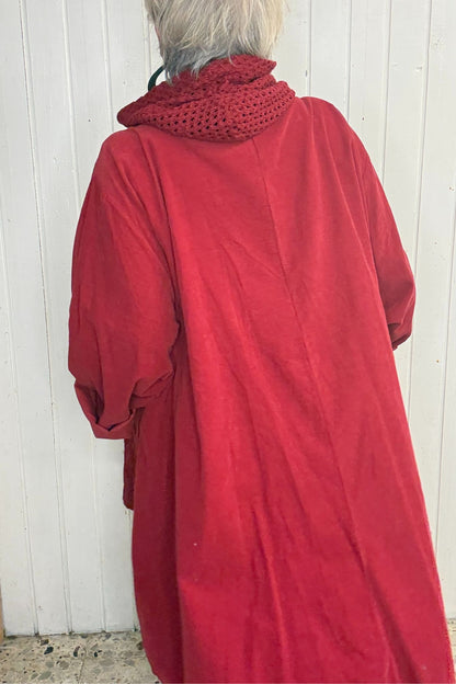 Jacke mit Struktur & Kapuze - weinrot