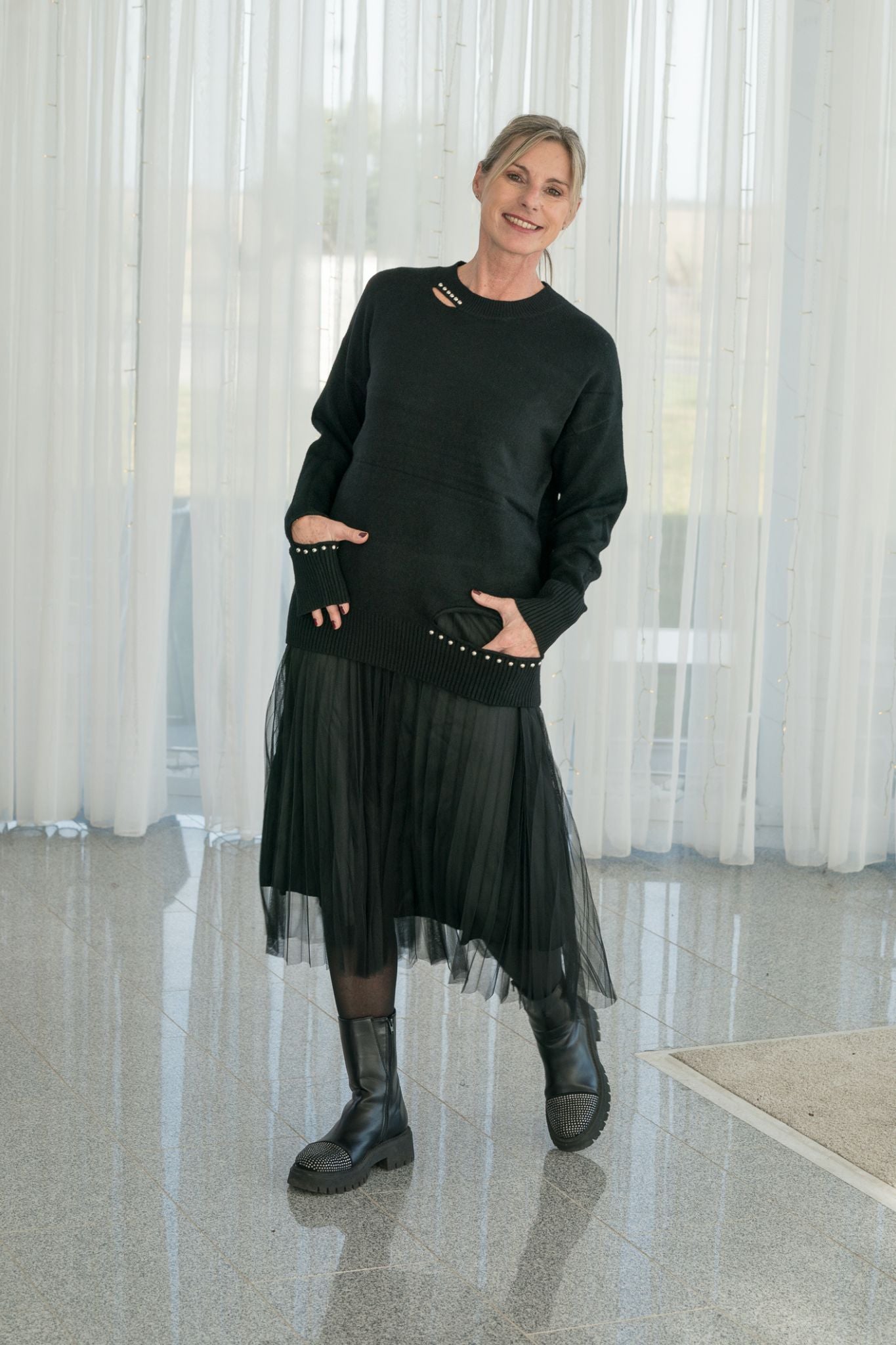 2-Teiler mit Perlen + Tüllkleid – 3 Farben