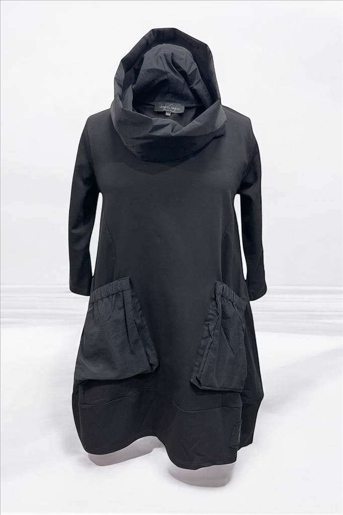 Vincenzo Allocca Tunika mit Statement-Kragen & Maxi-Taschen – Schwarz