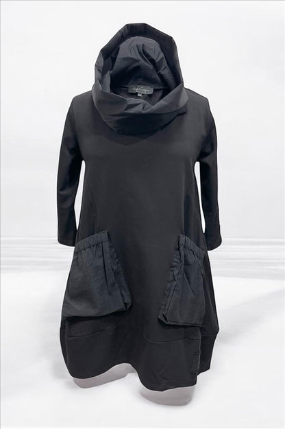 Vincenzo Allocca Tunika mit Statement-Kragen & Maxi-Taschen – Schwarz