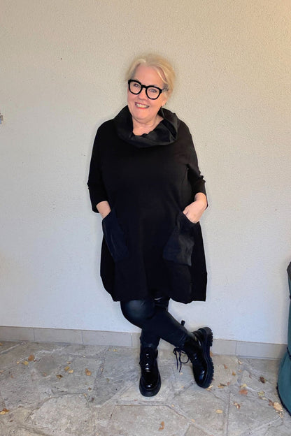 Vincenzo Allocca Tunika mit Statement-Kragen & Maxi-Taschen – Schwarz