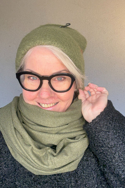 Weiche Wintermütze – in Khaki & Orange