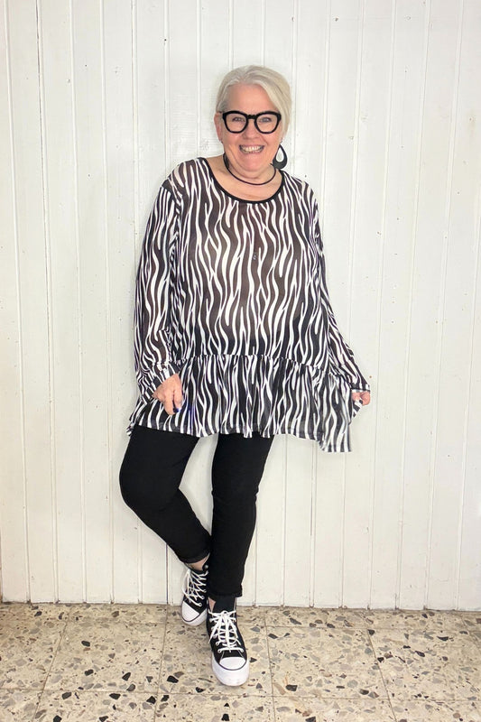 Tunika mit Print & Volantsaum