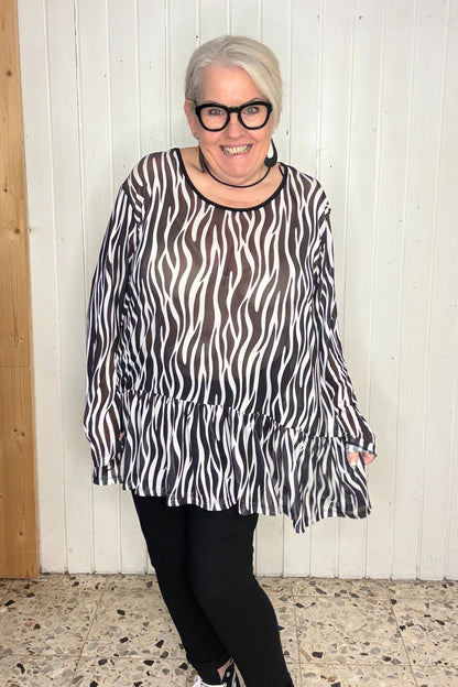 Tunika mit Print & Volantsaum
