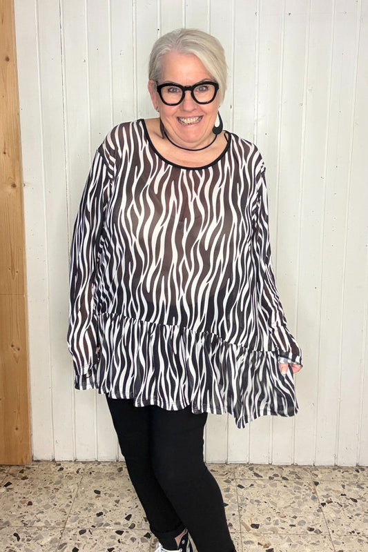 Tunika mit Print & Volantsaum