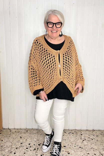 Oversize-Lochweste *COGNAC*