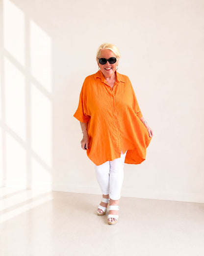 Musselin Bluse Oversize *ORANGE*