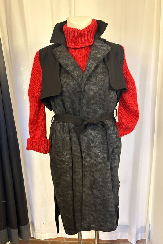 Longweste in Velours-Optik – Schwarz