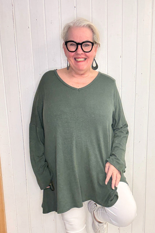 Oversize Oberteil mit V-Ausschnitt