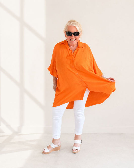 Musselin Bluse Oversize *ORANGE*