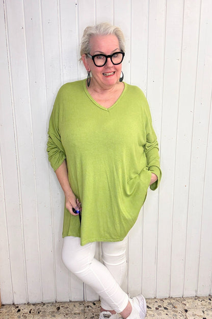 Oversize Oberteil mit V-Ausschnitt