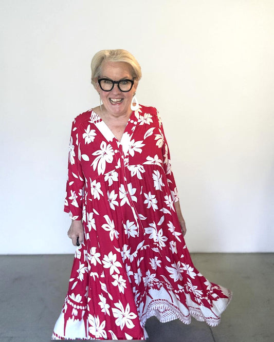 BOHO BELLA Maxi Dress – Red Passion