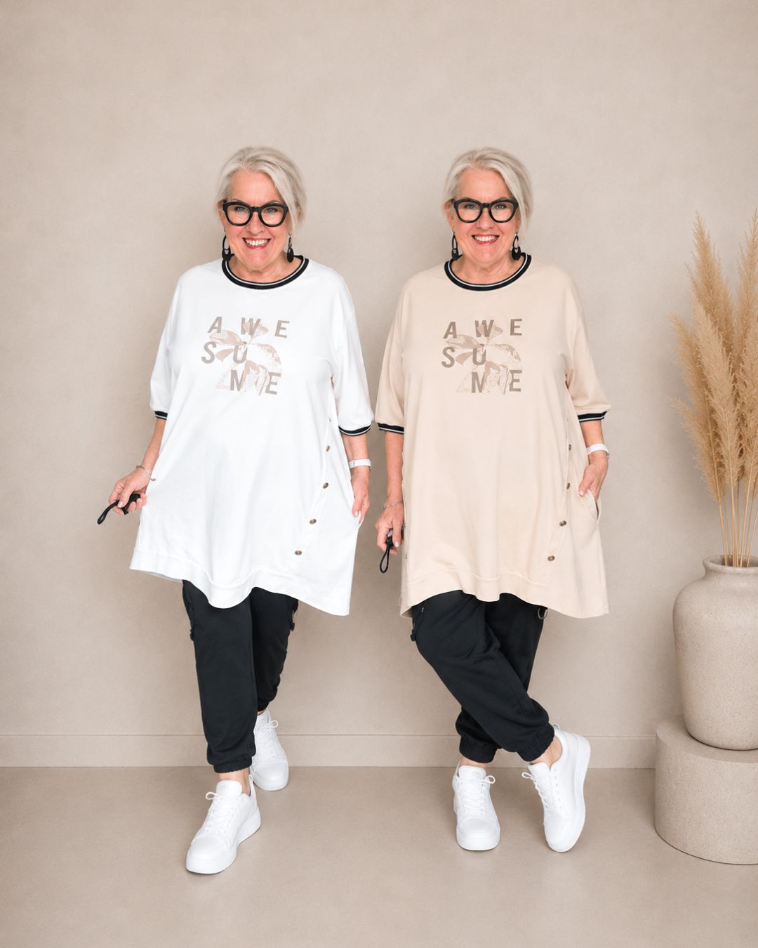 AWESOME Shirt – Weiß | Beige