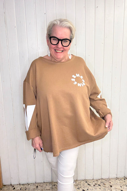 Oversize Shirt mit HAPPY-Print