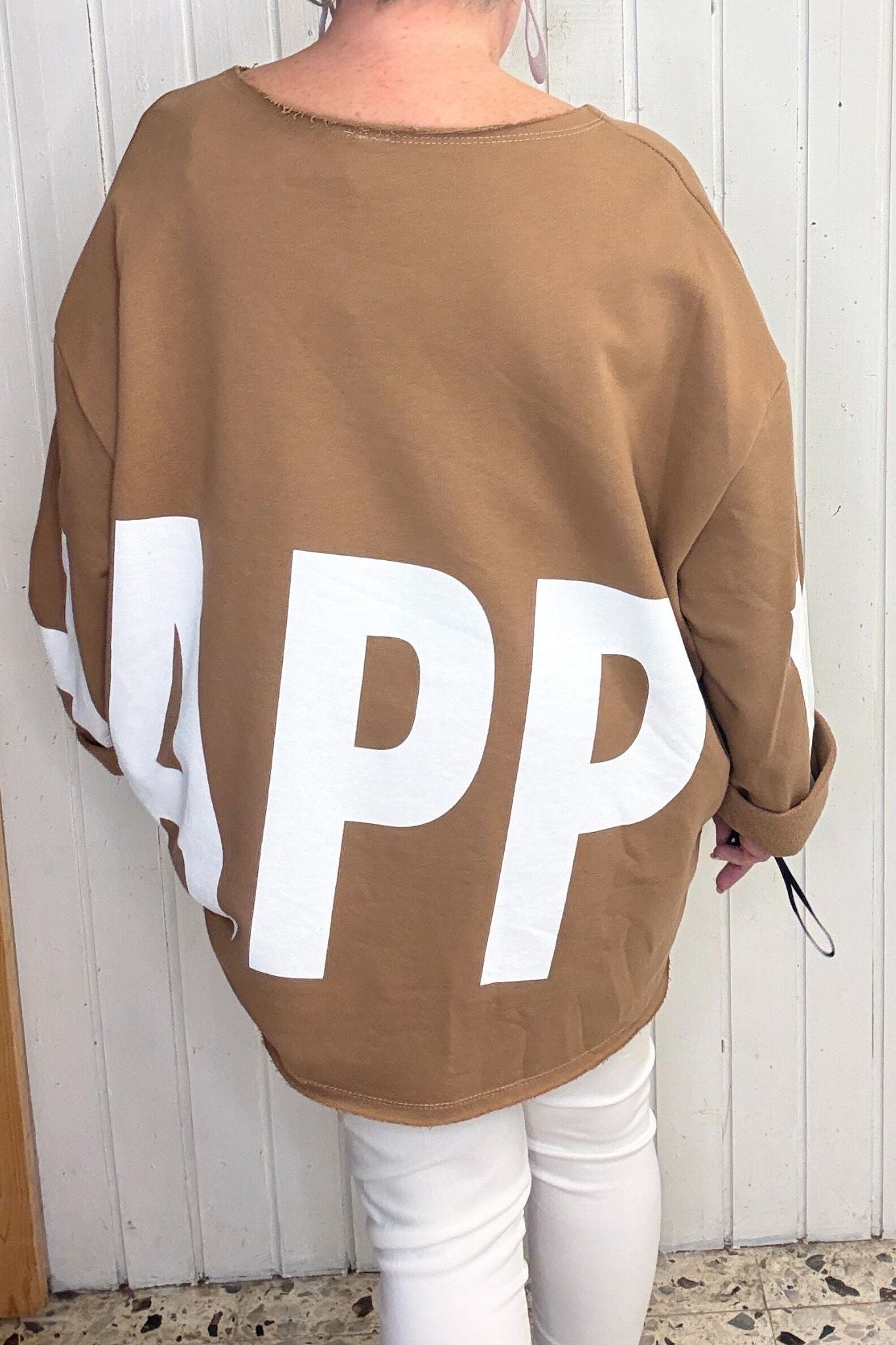 Oversize Shirt mit HAPPY-Print