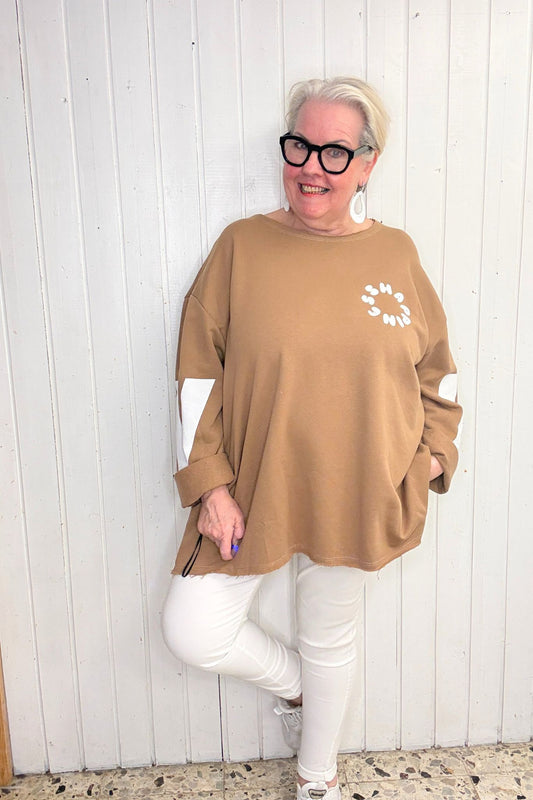 Oversize Shirt mit HAPPY-Print