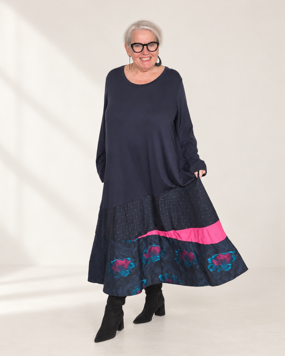 Kleid VARESE - Dunkelblau / Pink
