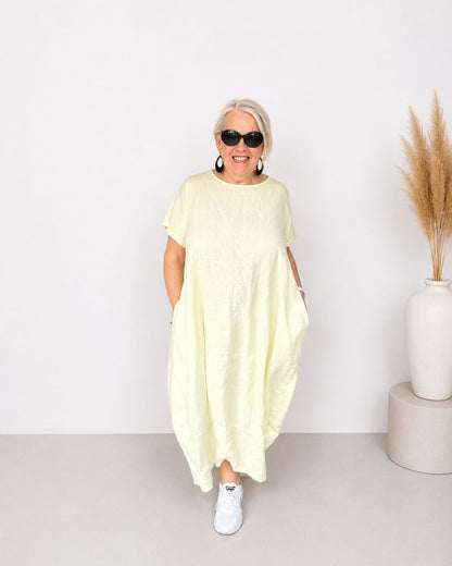 GRADO - Leinenkleid Hellgelb