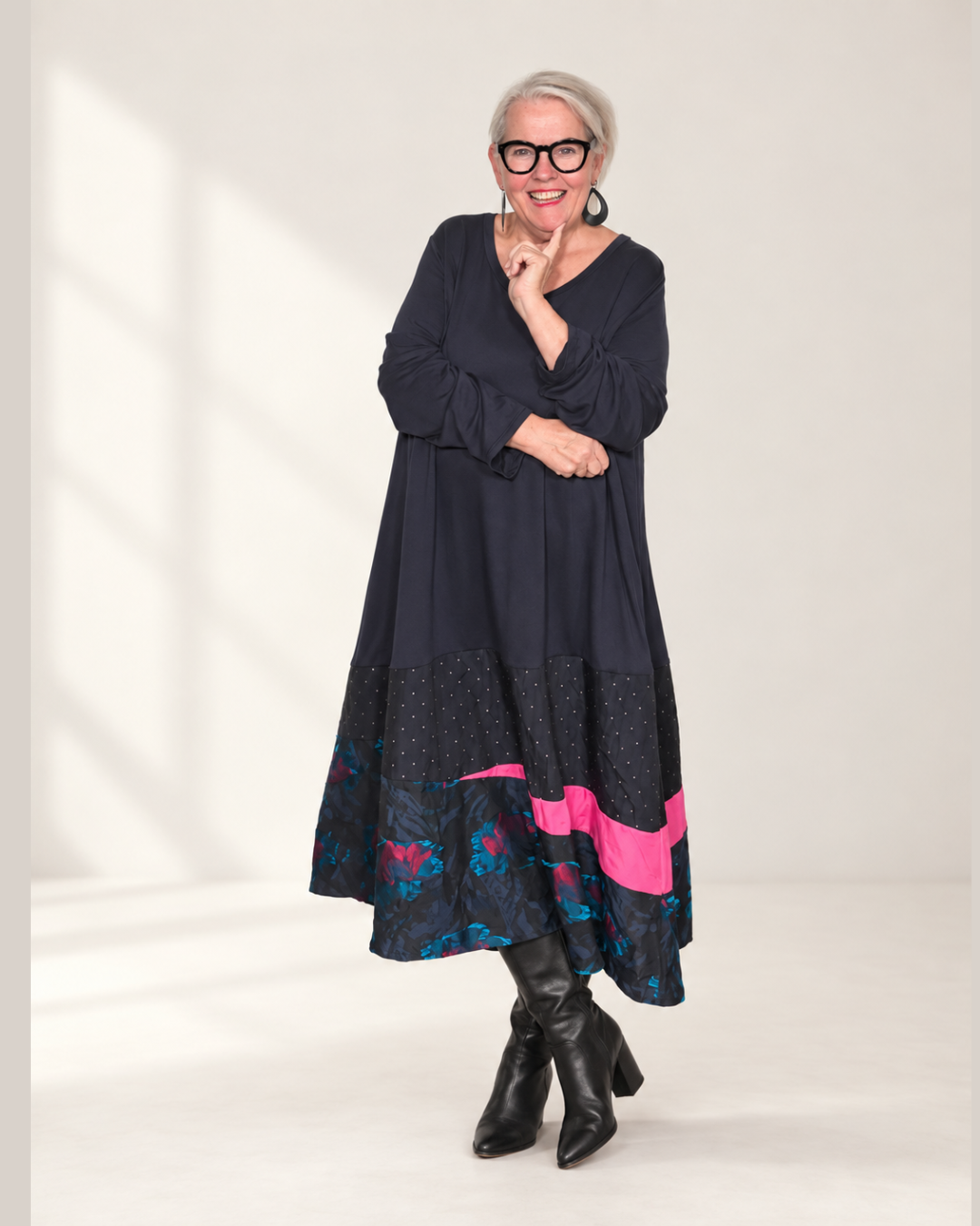 Kleid VARESE - Dunkelblau / Pink