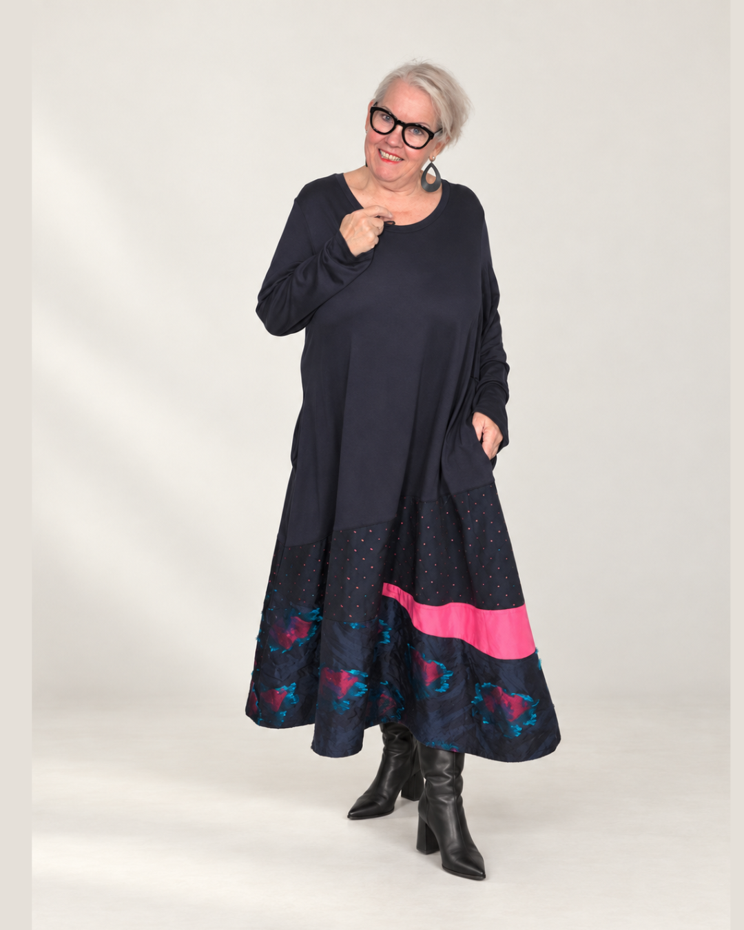 Kleid VARESE - Dunkelblau / Pink