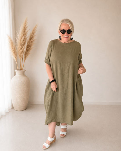 SIENA - Leinenkleid khaki