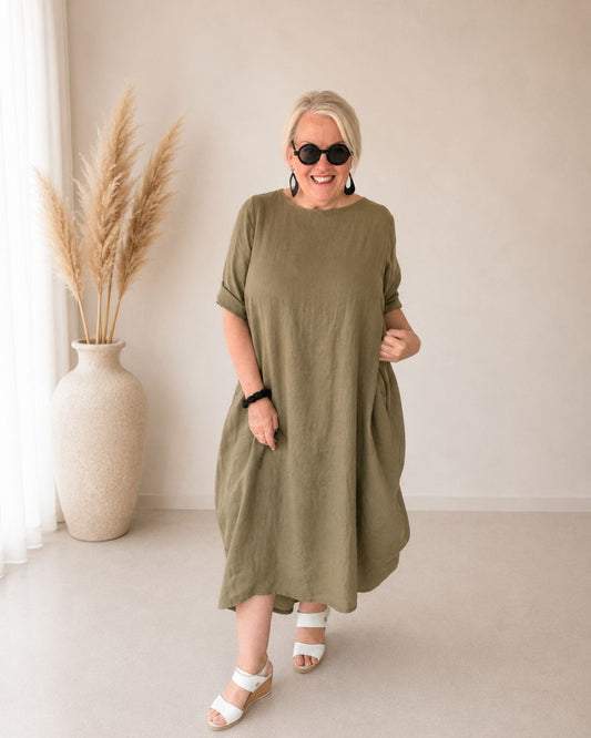 SIENA - Leinenkleid Khaki