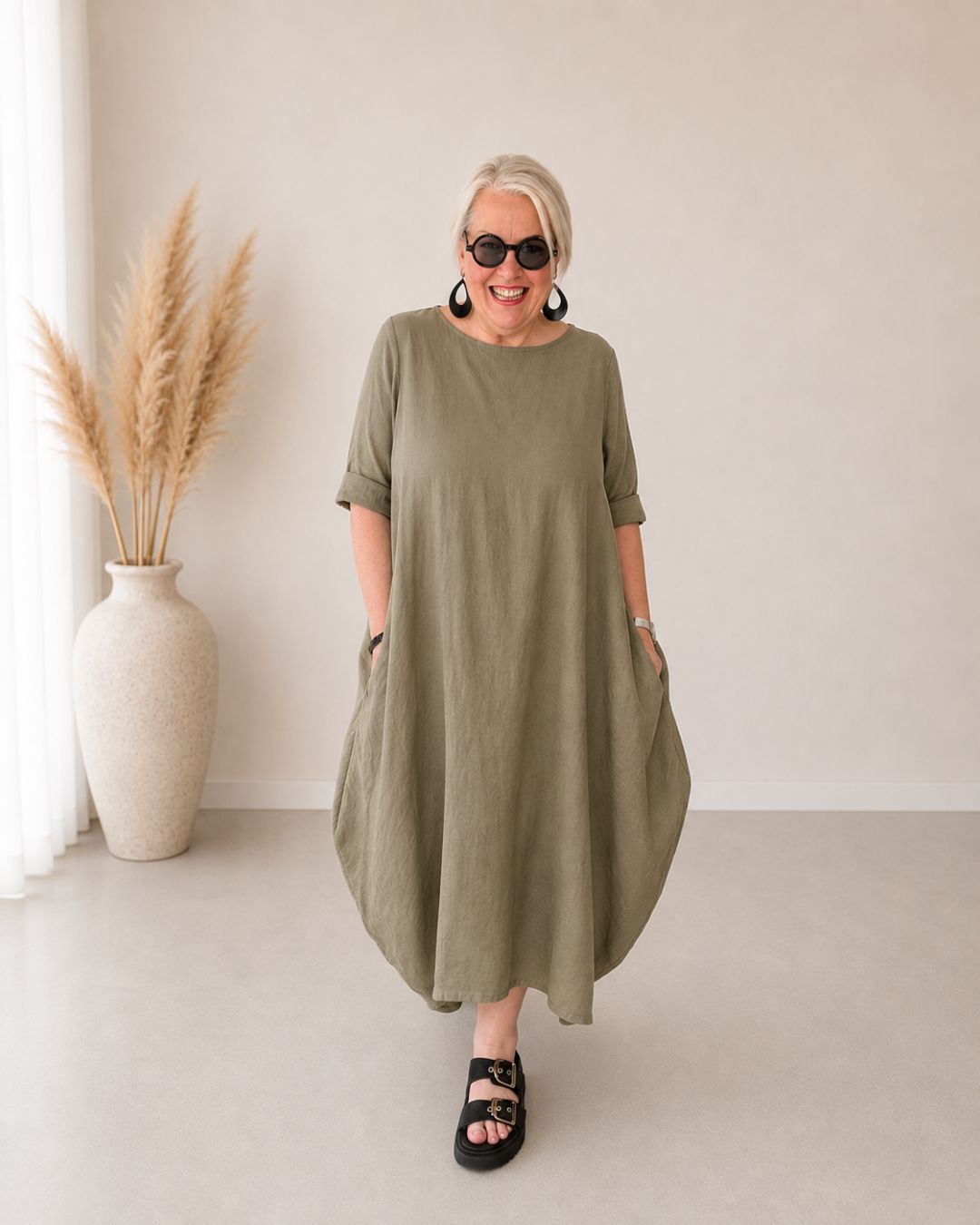 SIENA - Leinenkleid khaki