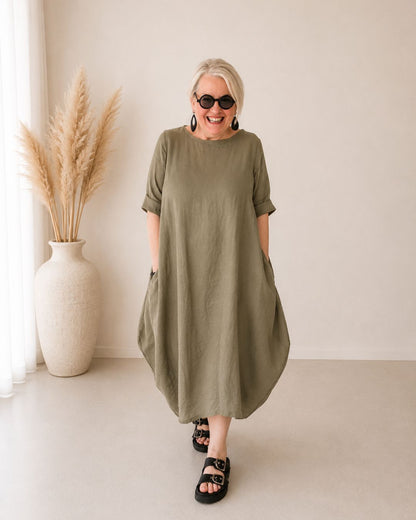 SIENA - Leinenkleid khaki