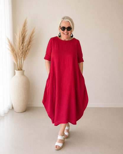 RUBY - Leinenkleid Rot