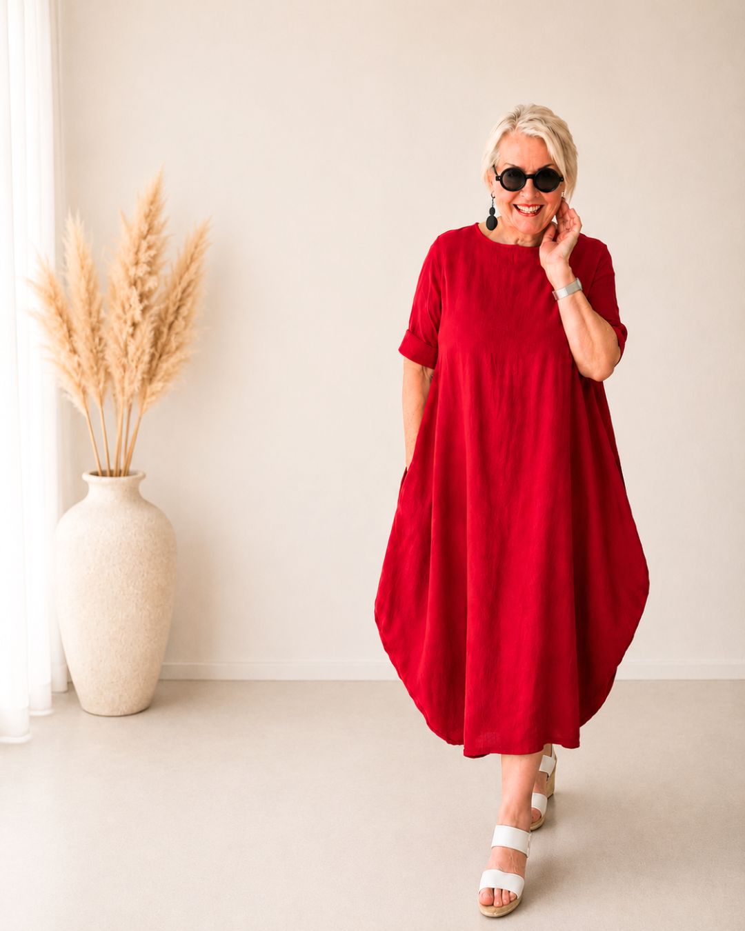 RUBY - Leinenkleid Rot